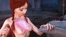 Magical cumshot on a pigtailed elf princess breast