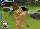 Naked couple fucks outdoor in a parody xxx game