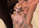 Bukkake cumshots with blonde and bbc and face sperm