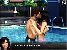 Horny guy kisses with a bikini chick in swimming pool