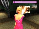 Blonde with short hair and pink dress teases in a game