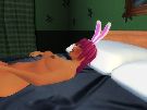 Rabbit girl masturbates in a bed waiting for boyfriend